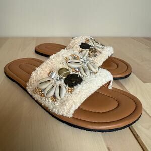 NWOT Boho Free People‎ Shipwreck Shell Slide Sandal Embellished Vacation Beach